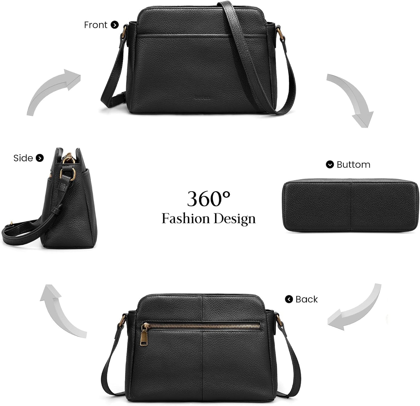 Anti-Theft Crossbody Bag for Women Genuine Leather, Small Cross Body Shoulder Handbags with RFID Card Slots
