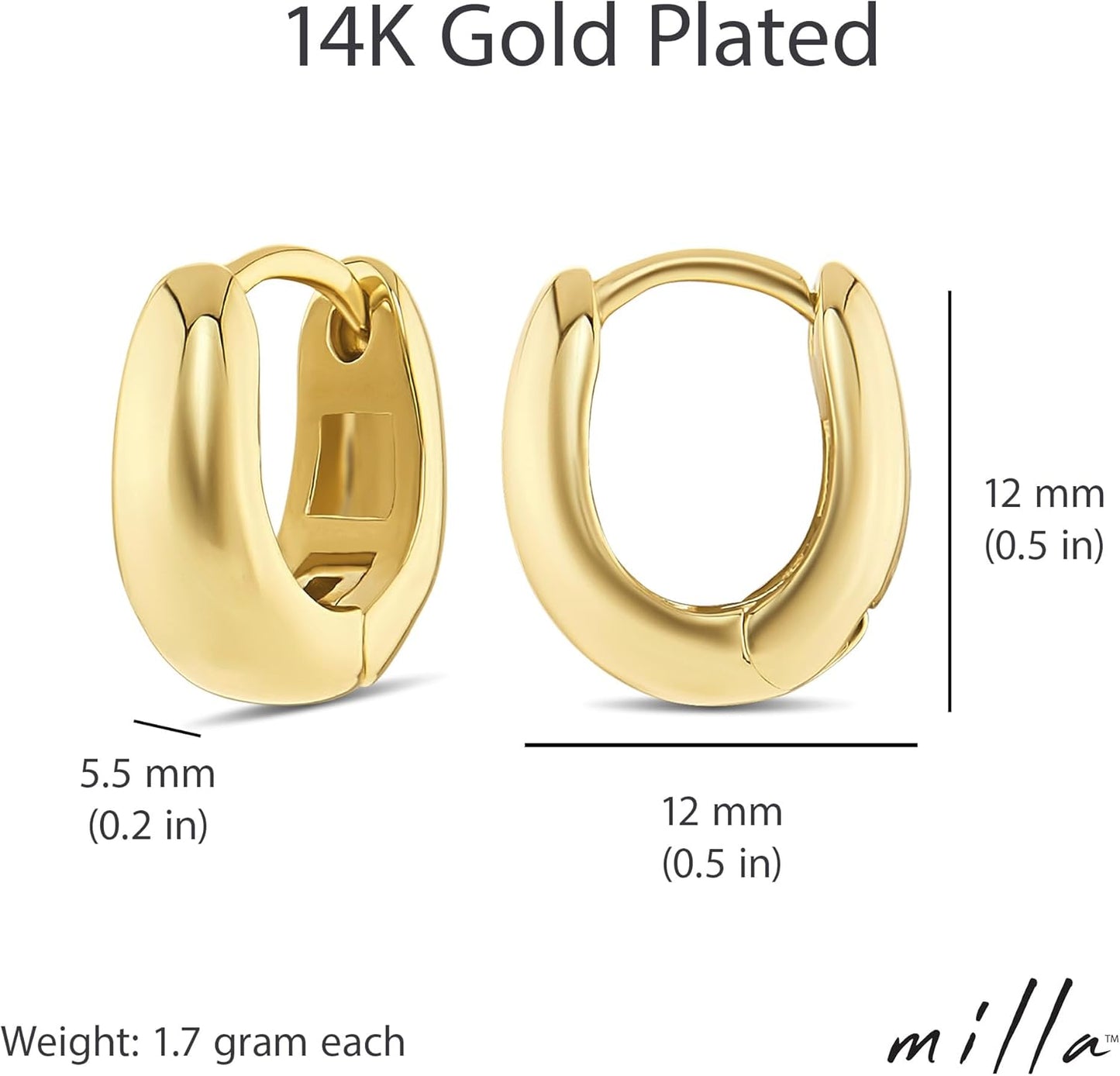 Small Huggie Hoop Earrings for Women, Lightweight and Hypoallergenic | Available in 14K Gold, Rose Gold, Two Tone, or Silver Plated Small Hoops & Multipacks – Everyday Jewelry