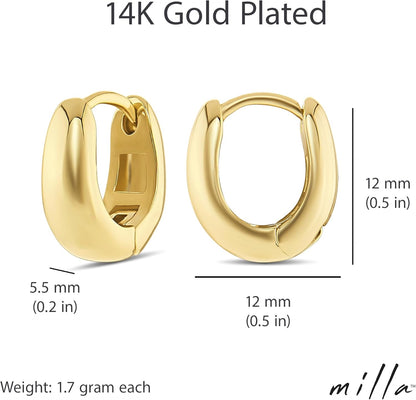 Small Huggie Hoop Earrings for Women, Lightweight and Hypoallergenic | Available in 14K Gold, Rose Gold, Two Tone, or Silver Plated Small Hoops & Multipacks – Everyday Jewelry
