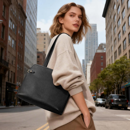 Genuine Leather Tote Bag for Women Medium, Soft Leather Shoulder Handbag, Vintage Satchel Purse for Work Daily Use