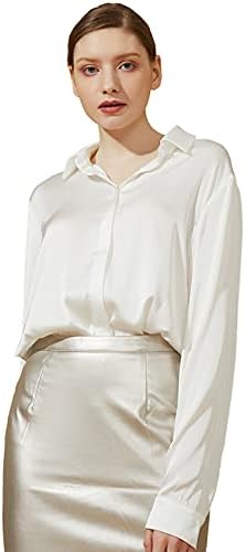 The Satin Blouse in white, front view