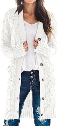 The Open Cardigan in beige, worn open