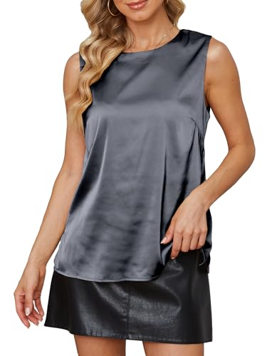 The Satin Camisole in dark grey — back closure detail