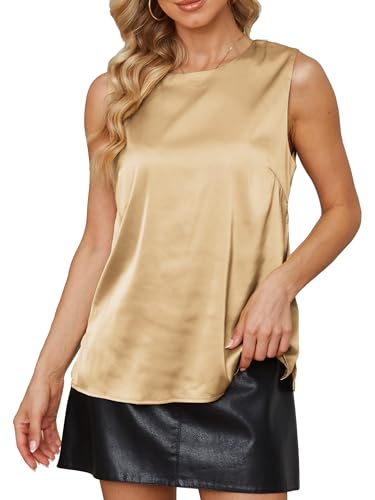 The Satin Camisole in champagne — worn under a blazer