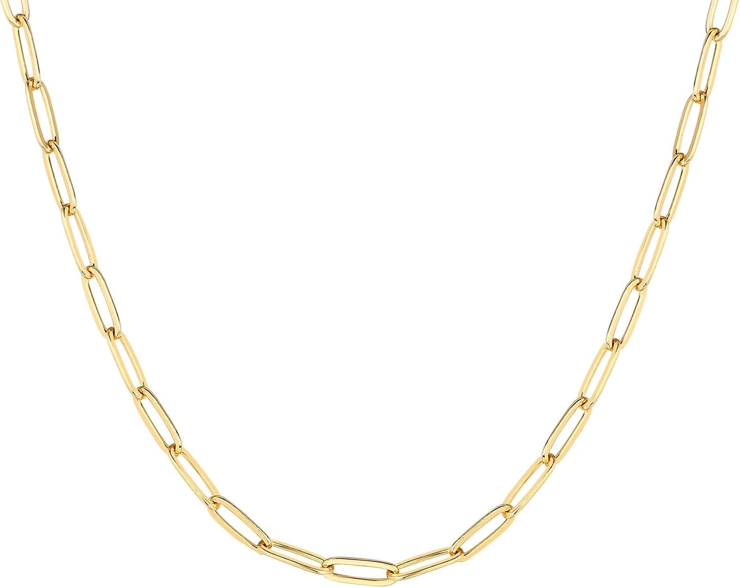 14K Gold Plated Curb Paperclip Box Sphere Bead Snake Herringbone and Figaro Chain Adjustable Necklace