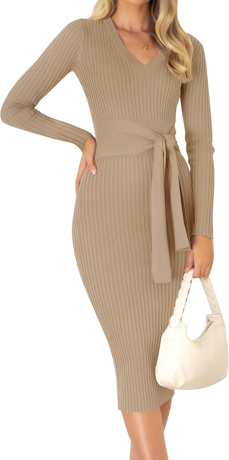 The Knit Sweater Dress in black — ribbed knit texture