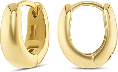 Small Huggie Hoop Earrings for Women, Lightweight and Hypoallergenic | Available in 14K Gold, Rose Gold, Two Tone, or Silver Plated Small Hoops & Multipacks – Everyday Jewelry