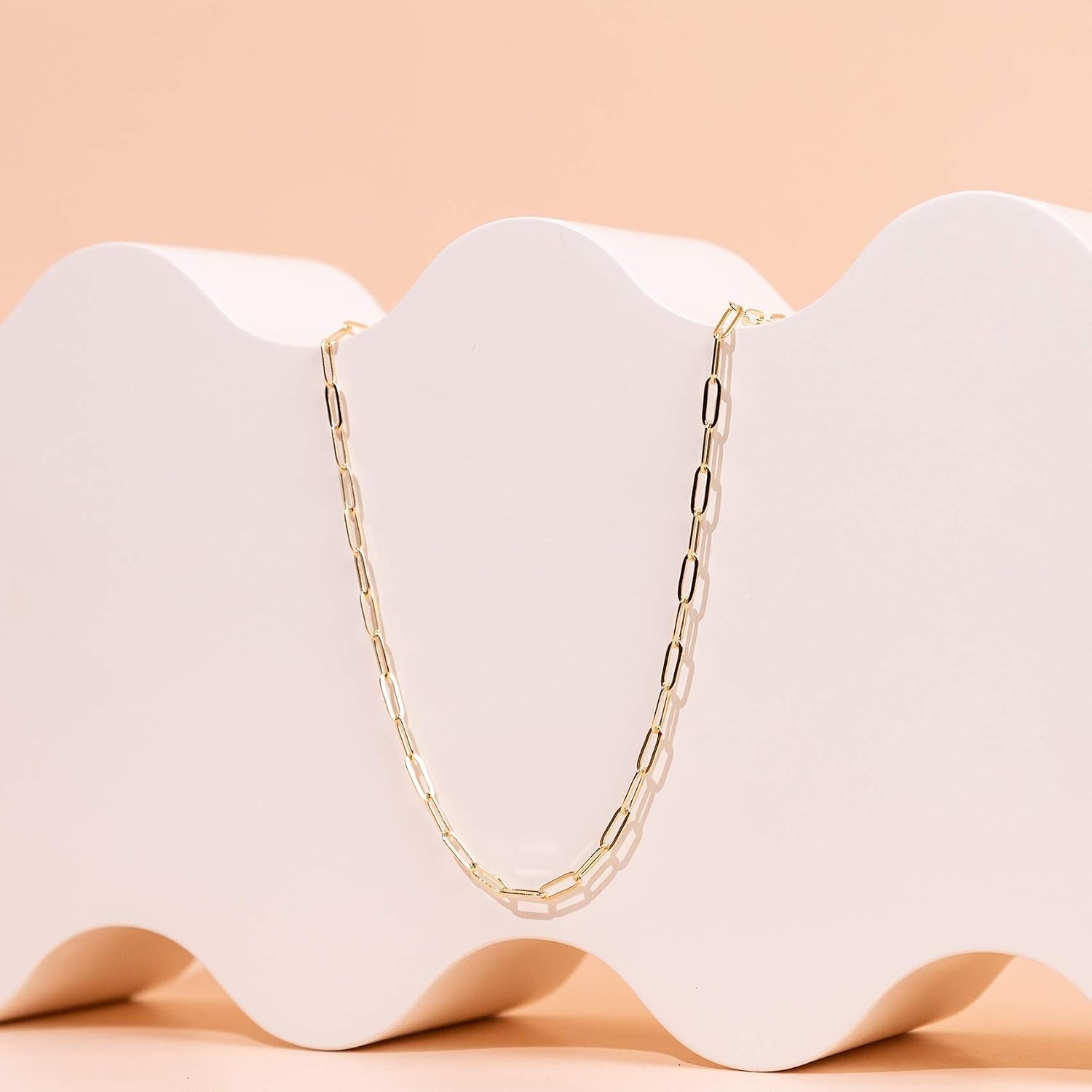14K Gold Plated Curb Paperclip Box Sphere Bead Snake Herringbone and Figaro Chain Adjustable Necklace