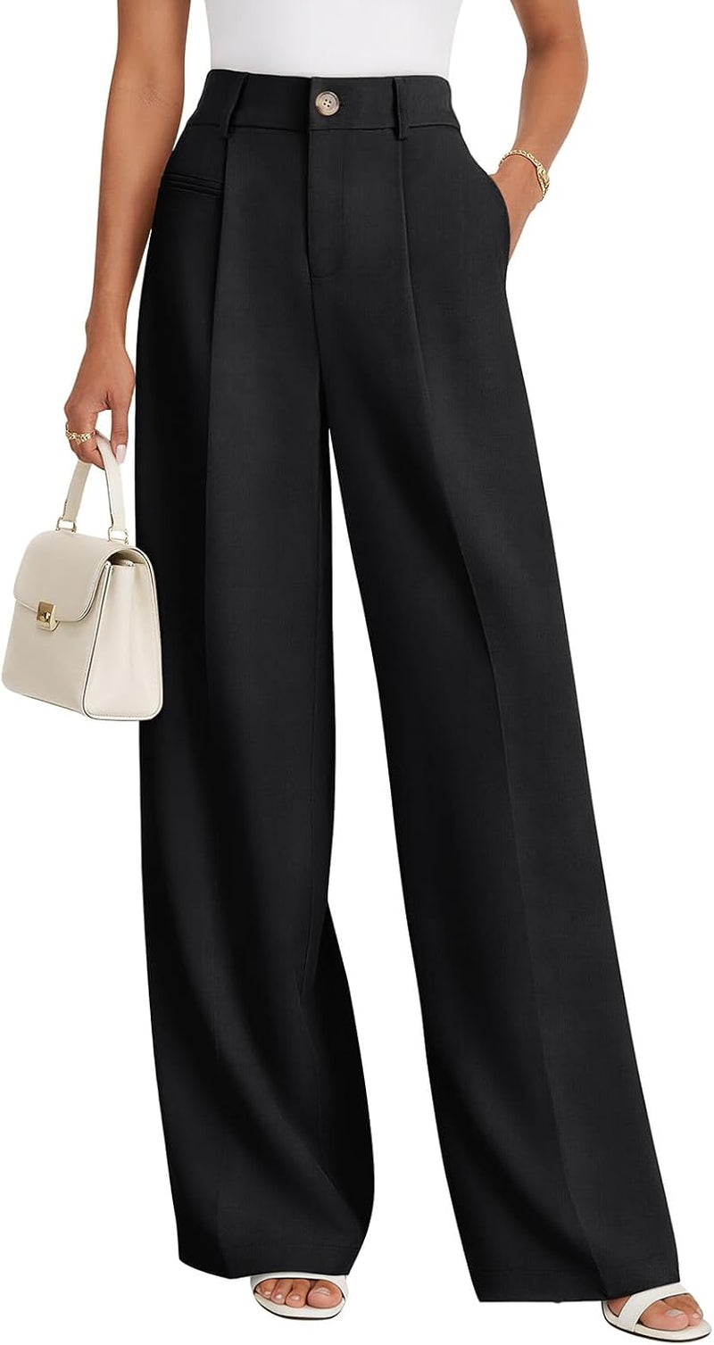 Women Wide Leg Dress Pants High Waisted Business Casual Work Trousers 2026 Summer Slacks with Pockets