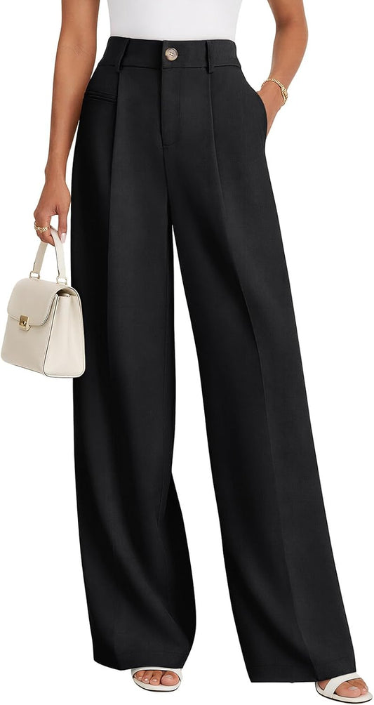 Women Wide Leg Dress Pants High Waisted Business Casual Work Trousers 2026 Summer Slacks with Pockets