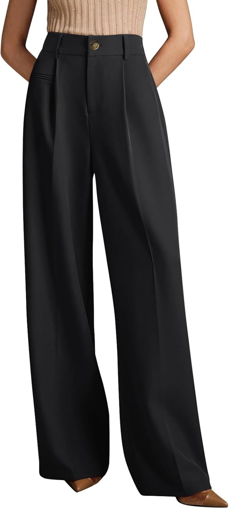 Women Wide Leg Dress Pants High Waisted Business Casual Work Trousers 2026 Summer Slacks with Pockets