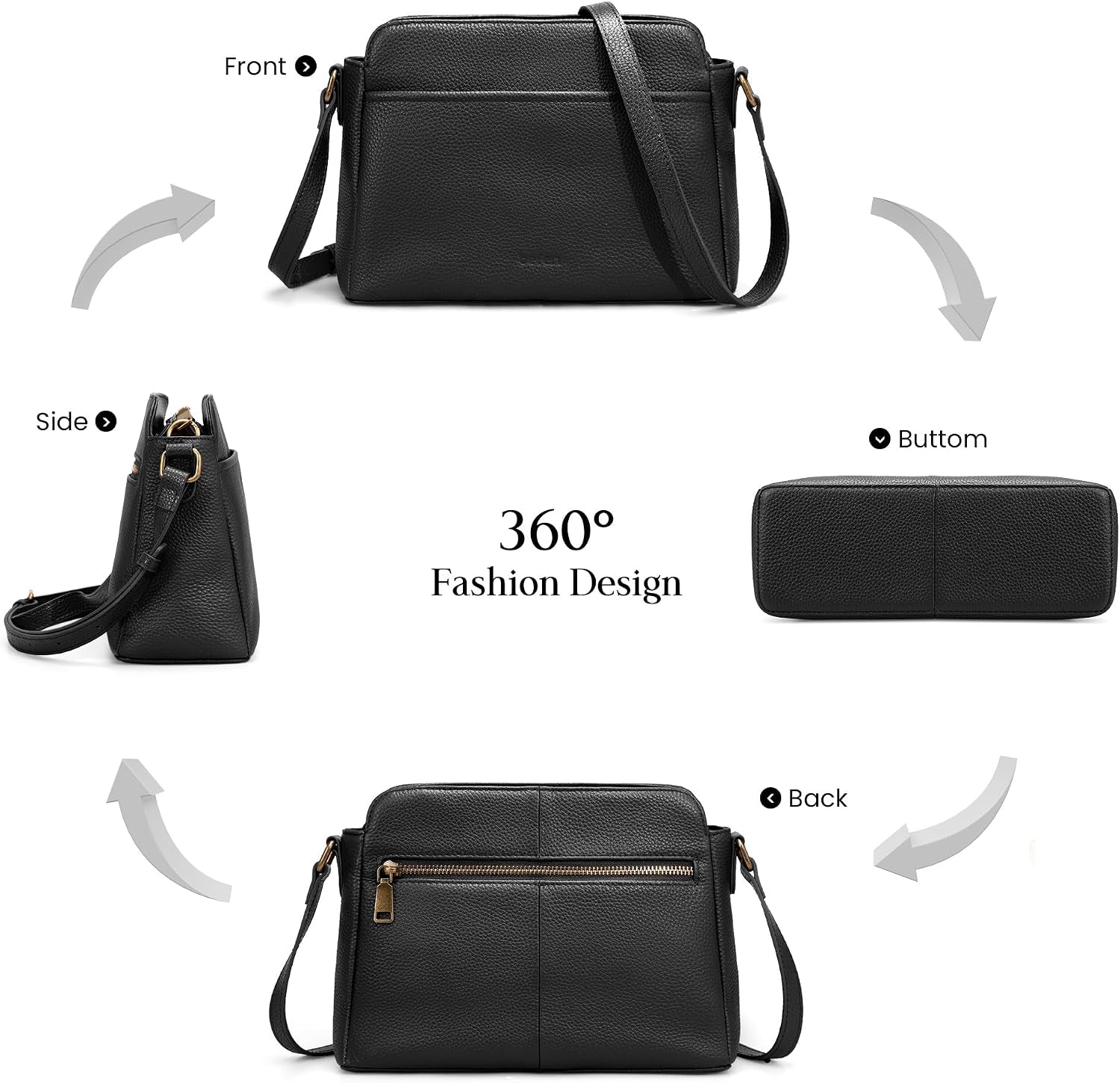 Anti-Theft Crossbody Bag for Women Genuine Leather, Small Cross Body Shoulder Handbags with RFID Card Slots
