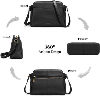 Anti-Theft Crossbody Bag for Women Genuine Leather, Small Cross Body Shoulder Handbags with RFID Card Slots