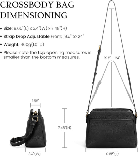 Anti-Theft Crossbody Bag for Women Genuine Leather, Small Cross Body Shoulder Handbags with RFID Card Slots