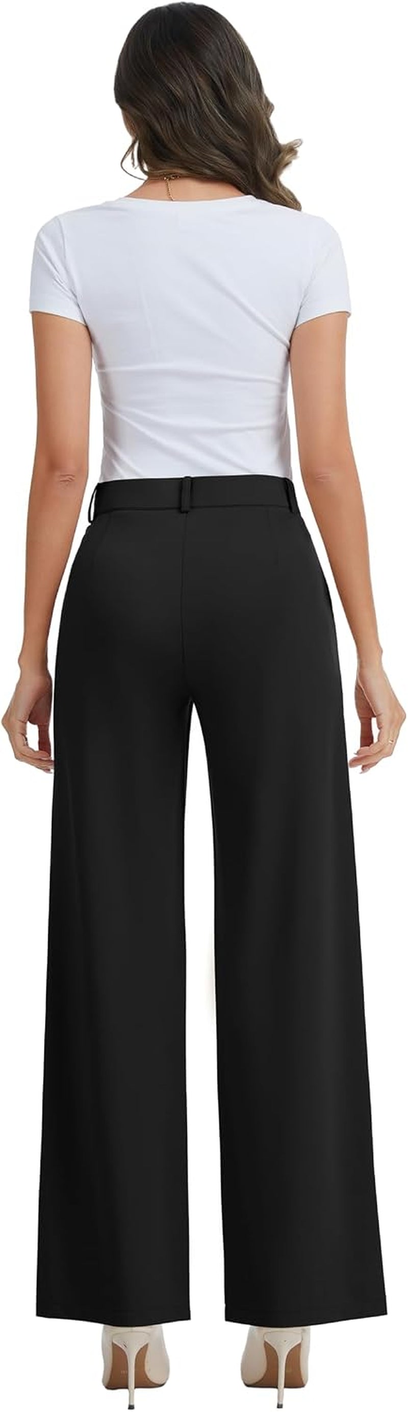 Office Dress Pants for Women Stretch High Waisted Casual Business Long Trousers with Deep Pockets