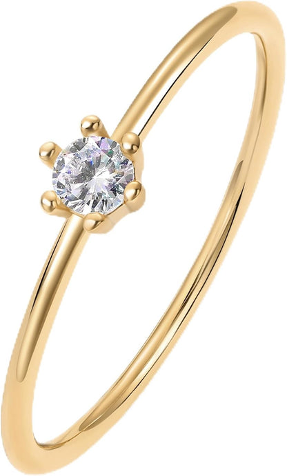 The Stacking Band in gold — thin band with round cubic zirconia